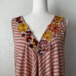 Free People Frida Floral Embroidered Striped Wrap Gauzy Knit Tank Top, Sz Medium Photo 1