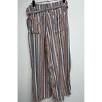 Seven7 Linen Blend Cropped Wide Leg Pants Womens Size 12 Multicolor Stripe Boho Photo 4