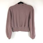 Almost Famous Womens Sweatshirt Cropped 1/4 Zip Puff Sleeve Mauve Purple S Photo 1