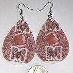 Football Mom Teardrop Earrings Brown Photo 1