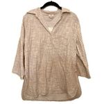 Anokhi Organic Cotton Women's Stripped Minimal Top Tan Size L Photo 0