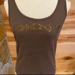 DKNY  Jeans Women's Brown Rhinestone Embellished Tank Top Size L Photo 0