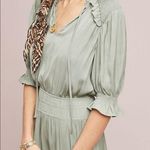 Anthropologie  Current Air Cape May Midi Dress Sage Green Size Medium Petite MP Photo 9