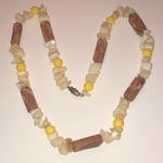 Vintage Puka Shell & Wooden Beaded Yellow Beads Boho Retro Necklace Photo 0