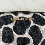 Michael Kors Jet Set Black Multi Leather Logo Print Double Zip Wallet Wristlet Photo 1