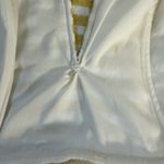 LPA ‎ Strapless Bodycon Dress Yellow White Stripe Midi Size Medium Fringe Hem Photo 8