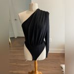 SheIn Black Nylon Blend one shoulder Bodysuit Photo 1