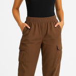 Parisian Brown Cargo Joggers Snap Pockets Size 10 Photo 0