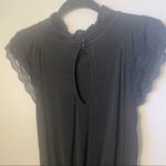 XOXO  Top Blouse Black High Neck Lace Sleeves Elastic Waist Cottage Core Sz Med Photo 2