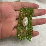 Sterling Silver Peridot Glass bead Bracelet Green Photo 1