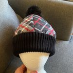 Vera Bradley EUC Quilted Pom Beanie Paris Plaid Red Black White Sherpa Lined Photo 4
