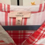Como vintage Red and White Plaid Button-Up Blouse Photo 2