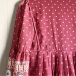 Miami Pleated Boho Tunic Tie Neck Shirt Dress Burgundy S Photo 2