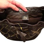 Longchamp BROWN AND TAN LEATHER DRAWSTRING BUCKET SHOULDER BAG Photo 4