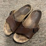 Birkenstock Birki's SANTOSA Cross Strap Slide Sandal  Womens 7 Men’s 5 Color: Brown Photo 0
