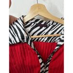 Vintage Y2K Fontana Red Ribbed Knit Double Zip Satin Zebra Print Trim Sweater M Size M Photo 8