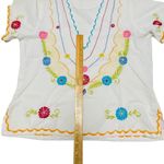 Floral Embroidered Ethnic Festival Asian Scallop Design Vintage 80’s Boho Top Size undefined Photo 7