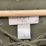 Loft  Floral Keyhole Babydoll Top Womens Size‎ S Long Sleeve Sheer Green Photo 4