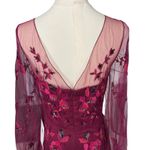 Theia Adora Beaded Sheer Sleeve Gown Fig Burgundy Red Size 4 NWT Photo 7