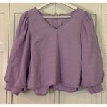 A New Day purple puff sleeve vneck crop blouse xs Photo 2
