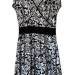 Vintage Black White Floral Jersey Fit Flare Dress M Conrad C Size M Photo 0