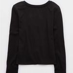 Aerie  Black Front Tie Top Photo 3