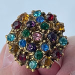 Vintage rhinestone encrusted bejeweled earrings Gold Photo 7