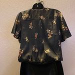Haute Monde  Black & Floral Satin One Piece Blouse Photo 8