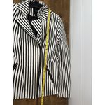 Forever 21  Moto Blazer Size S Black & White Striped Asymmetrical Zip‎ Jacket Photo 5