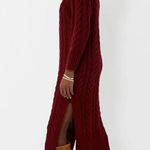 Tuckernuck NWT Hyacinth House Maddox in Maroon Cable Knit Midi Sweater Dress M Photo 2