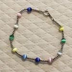 Sterling Silver Vintage Cat’s Eye Multicolor Station Bracelet Photo 3
