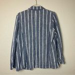 Drew  Lightweight Linen Women's Striped Blue Blazer Size L Photo 5