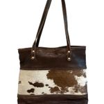 Myra Leather and Hairon Shoulder Tote Bag Brown Photo 4