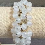 VINTAGE Mid Century Modern Milk Glass Bead Bracelet White Photo 0