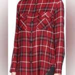 Vince Leather Trim Red Plaid Button Down Shirt Size 8 Photo 0
