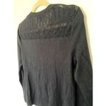 Eddie Bauer  Black Crochet Eyelet Knit Crew Neck Long Sleeve Cardigan Sweater S Photo 3