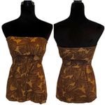 Old Navy - Brown Leaf Print Strapless Top large print palm leaf pull on romper Photo 3