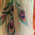 Vtg Y2K embroidered peacock feathers summer dress Green Size L Photo 5