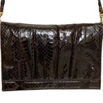 Vintage Mary Ann Rosenfeld Croc Leather Shoulder Bag in Chocolate Brown Photo 0