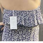 NWT BOHO Fairy Blue White Strapless Floral Off The Shoulder Maxi Dress Med Photo 6