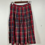 Pendleton Vtg Sophisticates Plaid Pleated Midi Skirt Red Navy Yellow Sz 8 Photo 3
