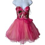 Sherri Hill Y2K VTG Bright Pink Floral Silk Tulle Tutu Prom Dress Size 4 Photo 0