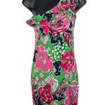 Lilly Pulitzer  Women's XS Whinnie Dress Emerald Green One Shoulder Ruffle 26329 Photo 1