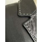 Adler Collection Black Lamb Leather Coat White Stitching Size Medium Photo 2