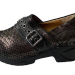 Nurse Mates Clogs Brown Black Metallic Snakeskin Leather Comfort Shoe Women's 6M Photo 0