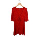 Free People All Yours Mini Dress Women’s Size 2 Flame Orange Polka Dot Tie Front Photo 1