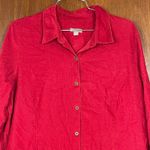 J. Jill Woman’s Red Button Down Corduroy Collared Shirt Size Medium Photo 1