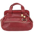 Betsey Johnson Y2K Vintage Deep Red Leather Satchel Tote Bag Purse Rare HTF Photo 0