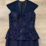 Terani Couture Sequin Peplum Navy Blue Dress Size 4 Photo 7