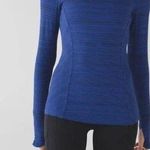 Lululemon Kanto Catch Me Long Sleeve Size 4 Stripe Sapphire Blue Black Top Shirt Photo 1